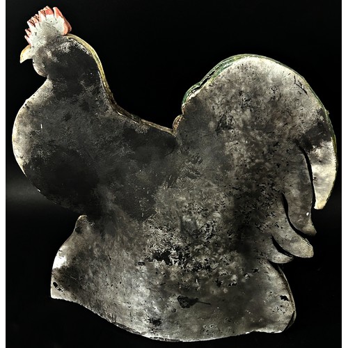 81 - A large and decorative Studio ware model of a stylised cockerel with partially glazed finish and imp... 