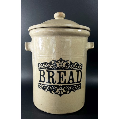 87 - A mixed decorative stoneware/porcelain and glass to include a large stoneware bread jar and cover, t... 