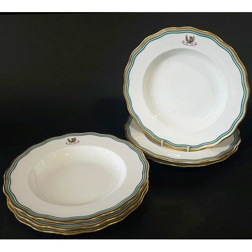 4 - A selection of 19th century and later armorial crested porcelain to include five dinner plates and t... 