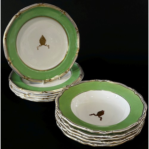 4 - A selection of 19th century and later armorial crested porcelain to include five dinner plates and t... 