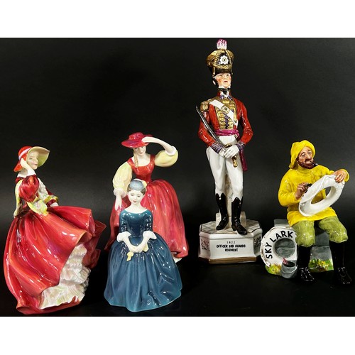 100 - A mixed collection of decorative ceramics, Royal Doulton figures to include the boatman, Cherie, Top... 