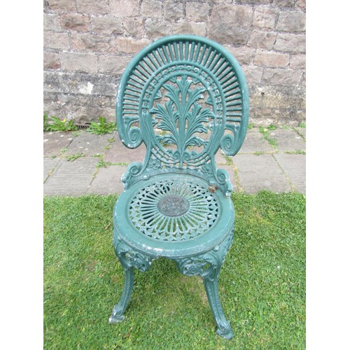 1197 - A painted and weathered cast iron and alloy garden terrace table with decorative pierced circular to... 