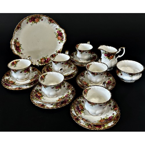 5 - A quantity of Royal Albert Old Country Roses comprising six tea cups, saucers and side plates, cake ... 