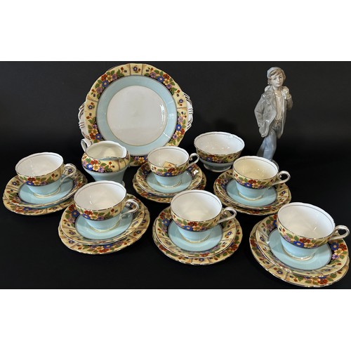 29 - A group of Aynsley porcelain teawares comprising cake plate, sugar bowl, milk jug, six tea cups, six... 