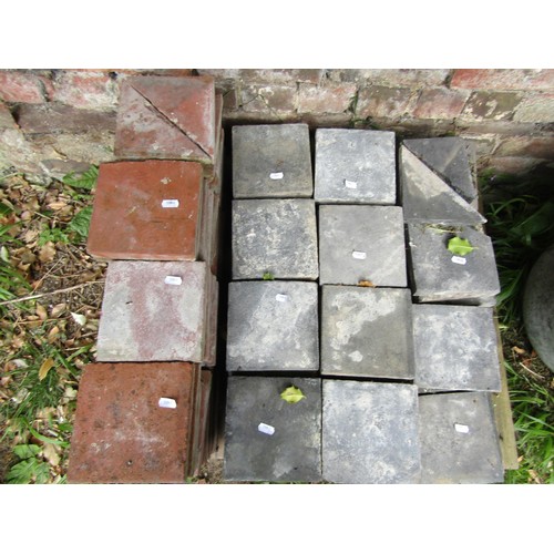 1219 - 35 square red quarry tiles and approx 56 black quarry tiles
15 cm (6 inches square)