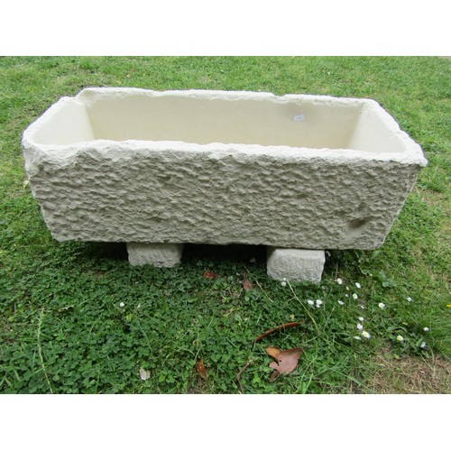 1266 - A good quality cast composition to simulate rough hewn rectangular trough and supports, 33 cm (combi... 