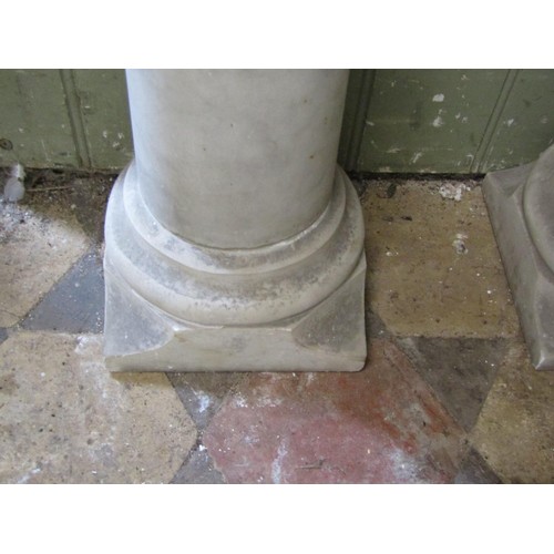 1302 - A pair of 19th century carved marble  columns with gothic tracery caps 92 cm high, the caps 16.5 cm ... 