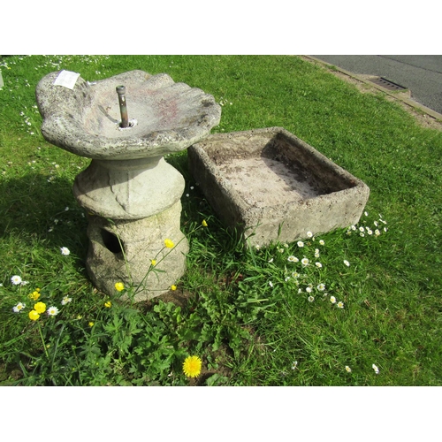 1267 - A weathered cast composition stone two sectional water feature/fountain in the form of a shell 58 cm... 