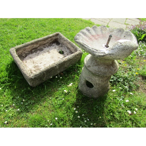 1267 - A weathered cast composition stone two sectional water feature/fountain in the form of a shell 58 cm... 