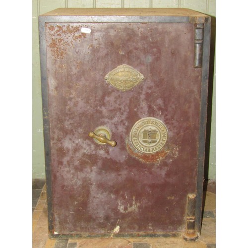 1290 - A Whittingham Brothers fire and Thief Resisting Safe with brass mounts (key in office) 67cm high x 3... 