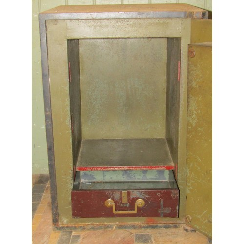 1290 - A Whittingham Brothers fire and Thief Resisting Safe with brass mounts (key in office) 67cm high x 3... 