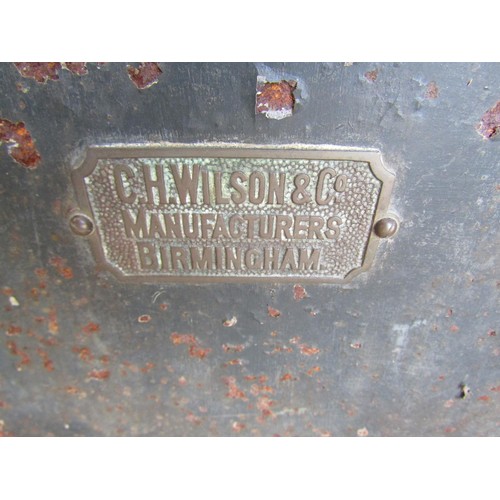 1288 - C H Wilson & Co of Birmingham metal safe with key, 72cm high x 55cm deep x 55cm wide