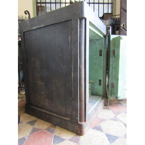 1288 - C H Wilson & Co of Birmingham metal safe with key, 72cm high x 55cm deep x 55cm wide