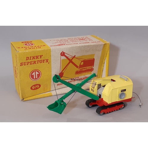 847 - 1960's Dinky Supertoys Ruston Bucyrus Excavator 975 in red, yellow and green, boxed with instruction... 