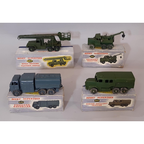 848 - 4 boxed Dinky military models 1950's/60's comprising 661 Recovery Tractor, 689 Medium Artillery Trac... 