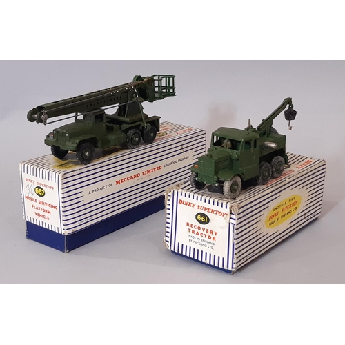 848 - 4 boxed Dinky military models 1950's/60's comprising 661 Recovery Tractor, 689 Medium Artillery Trac... 