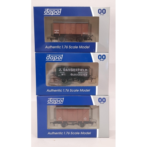 857 - 15 boxed 00 gauge wagons by Dapol comprising 6 x Edward Langford plank wagons, 7 x vent vans, a Gunp... 