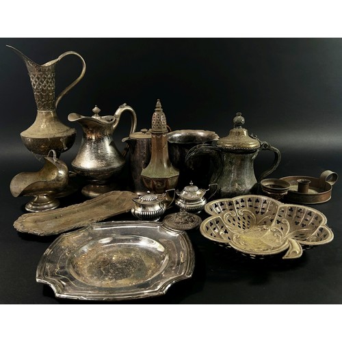 170 - A large collection of mixed silver plated wares to include teawares, trays, stirrup cups, etc (conta... 