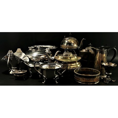 171 - A large and wide ranging collection of 19th century and later silver plated wares to include teapots... 