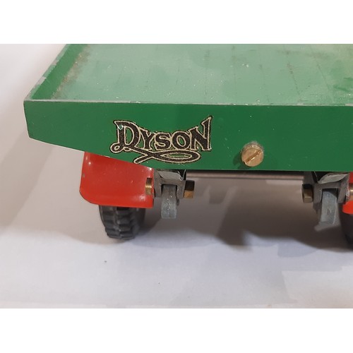 853 - Clockwork Foden flatbed truck and  open trailer with  green and red paintwork circa 1950,  probably ... 