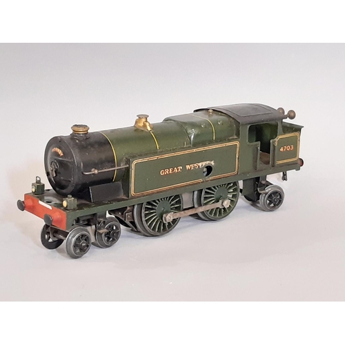 864 - 1930's 0 Gauge clockwork 4-4-2 Locomotive no 4703 by  Hornby in Great Western Green