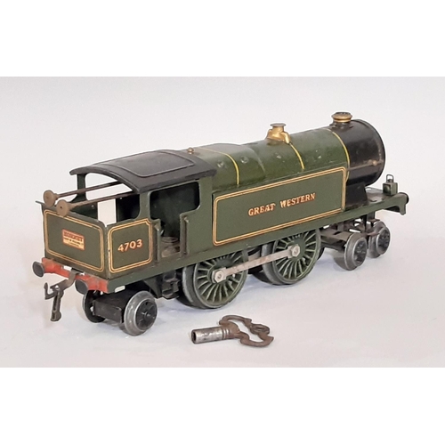 864 - 1930's 0 Gauge clockwork 4-4-2 Locomotive no 4703 by  Hornby in Great Western Green