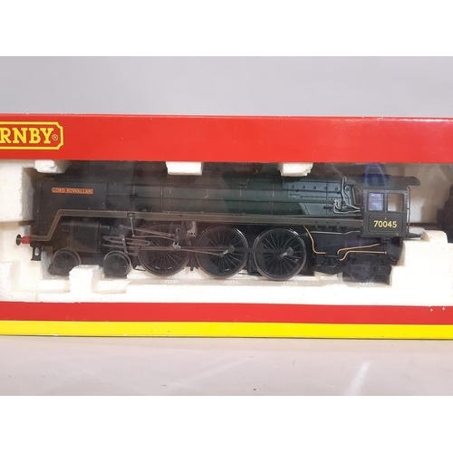 867 - Four 00 gauge boxed Hornby locomotives comprising R3323 Class 5 4-6-0 44694 in lined BR Black, R2318... 