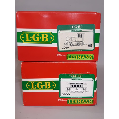 877 - Two LGB (Lehmann Gross Bahn) G scale model street cars numbers 2090 and 3600 in original boxes (2)