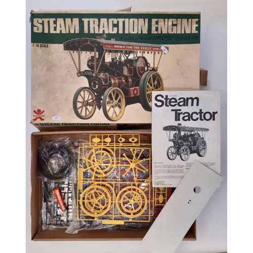 878 - 8 vintage model vehicle kits comprising 1:16 scale Steam Traction engine by Bandai, 1:50 scale Japan... 