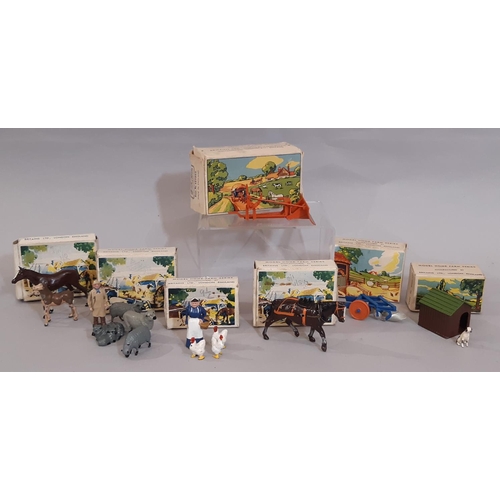 883 - 7 sets of Britains farm toys in original pictorial boxes comprising numbers 5006, 50298, 5015, 5002,... 