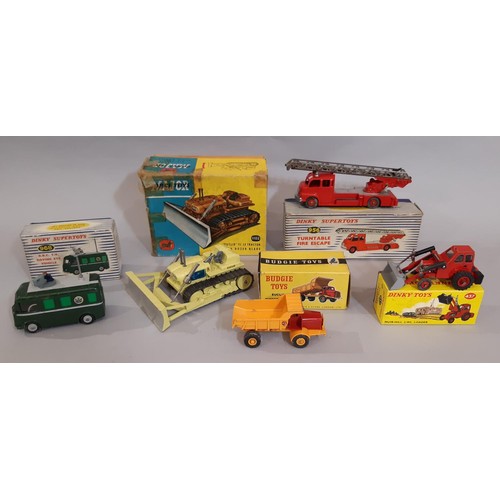 885 - Five 1960's boxed model vehicles comprising Dinky 437 Muir Hill Loader, Dinky 968 BBC TV Roving Eye,... 