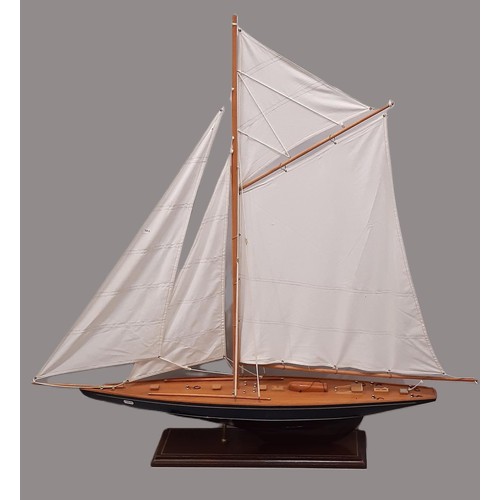 892 - A large hand built model of a gaff rigged cutter/ sailing boat built in timber and well finished, wi... 