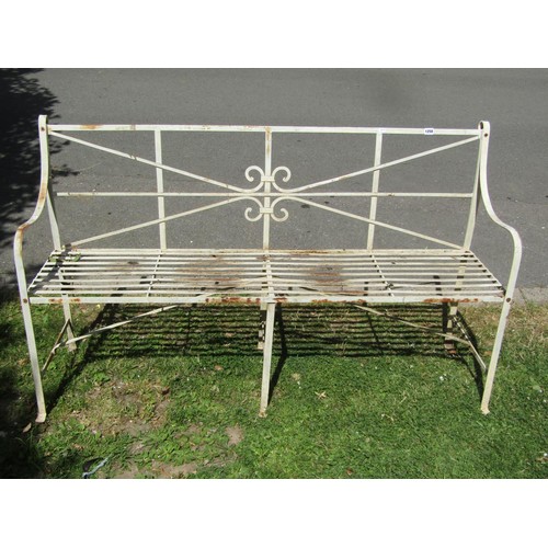 1258 - A Regency style strapwork garden bench 154 cm long