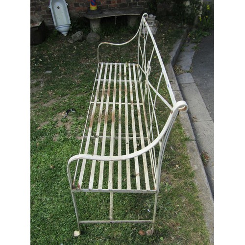 1258 - A Regency style strapwork garden bench 154 cm long