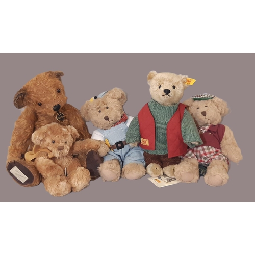 905 - 5 Teddy bears comprising a Steiff Classic Bear 028625 height 23cm, a Dean's Rag Book Charity Bear 20... 