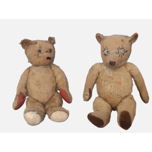 907 - Two vintage teddy bears comprising a Chiltern type bear with stitched nose, mouth and claws and velv... 