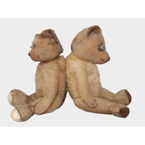 907 - Two vintage teddy bears comprising a Chiltern type bear with stitched nose, mouth and claws and velv... 