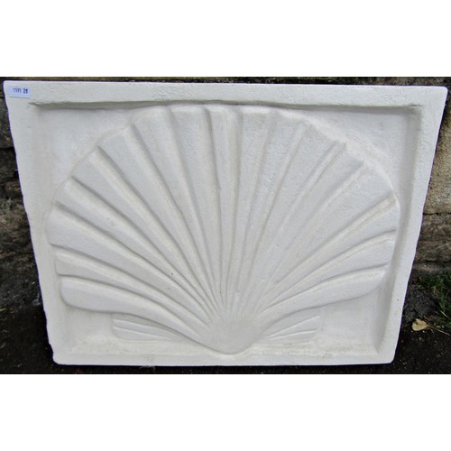 1277 - A contemporary rectangular plaster shell plaque 38 cm x 50 cm