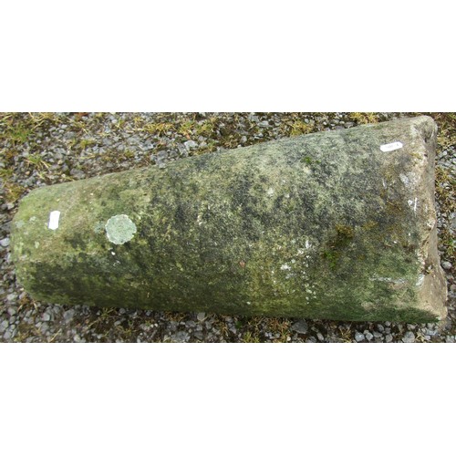 1167 - A pair of weathered natural stone staddle stone bases of unusual cylindrical tapered form, 60 cm hig... 