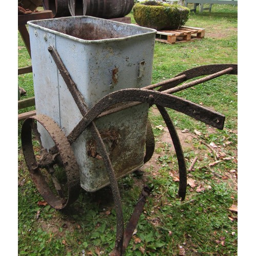 1243 - A vintage coopered oak and steel banded butter churn and pine stand (af) together with a cylindrical... 