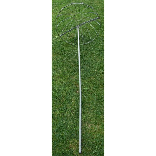 1239 - A coated light steel umbrella shaped plant climbing frame with domed canopy