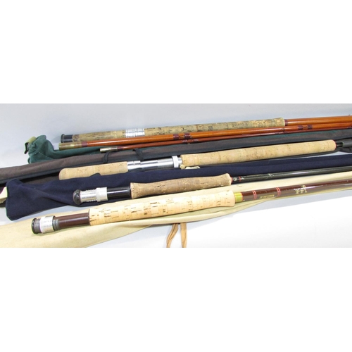 A collection of fishing rods; A Hardy's Richard Walker Reservoir