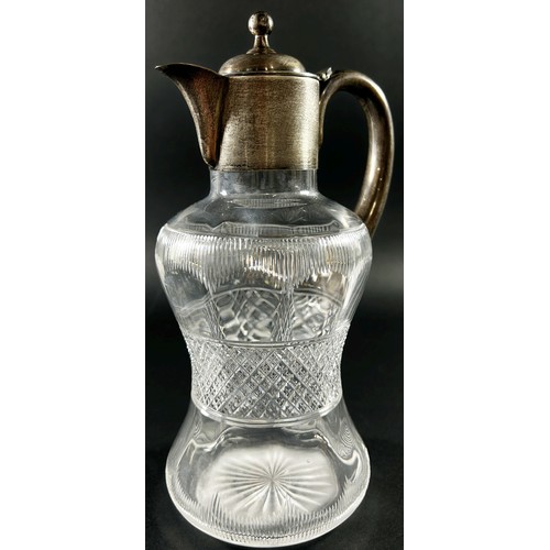 197 - An antique silver mounted glass claret jug, Birmingham, 1899, makers mark Henry Williamson Ltd, 24cm... 