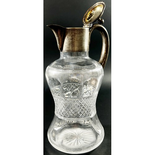 197 - An antique silver mounted glass claret jug, Birmingham, 1899, makers mark Henry Williamson Ltd, 24cm... 