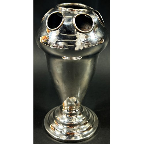 198 - A silver lanthe posy vase, London, 1915, makers mark Horace Woodward and Co Ltd, 18cm high, weighted