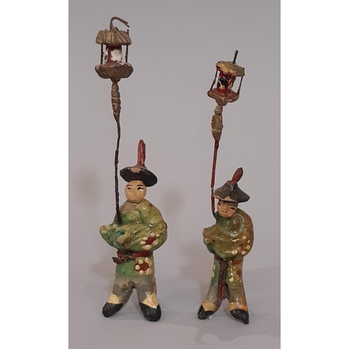 908 - An extensive collection of early 20th Chinese miniature clay figures painted and glazed forming a tr... 