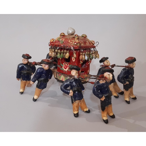 908 - An extensive collection of early 20th Chinese miniature clay figures painted and glazed forming a tr... 