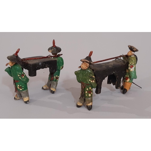 908 - An extensive collection of early 20th Chinese miniature clay figures painted and glazed forming a tr... 