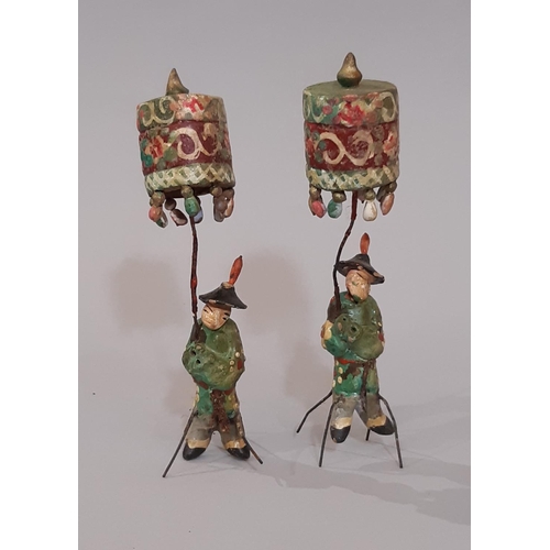 908 - An extensive collection of early 20th Chinese miniature clay figures painted and glazed forming a tr... 