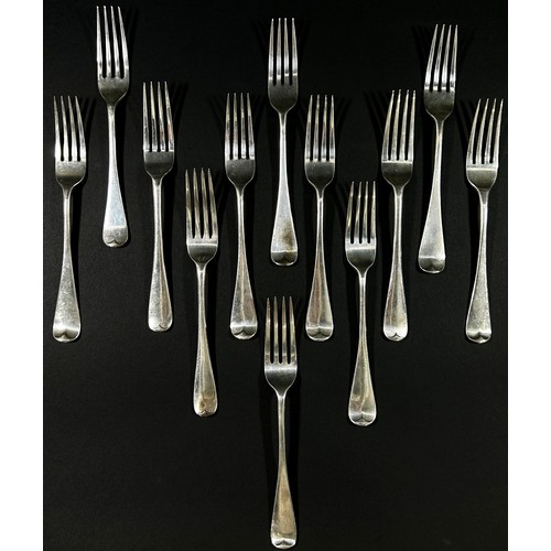 204 - A mixed lot of silver dessert and table forks, London, Victorian and Georgian, 26oz approximately (1... 